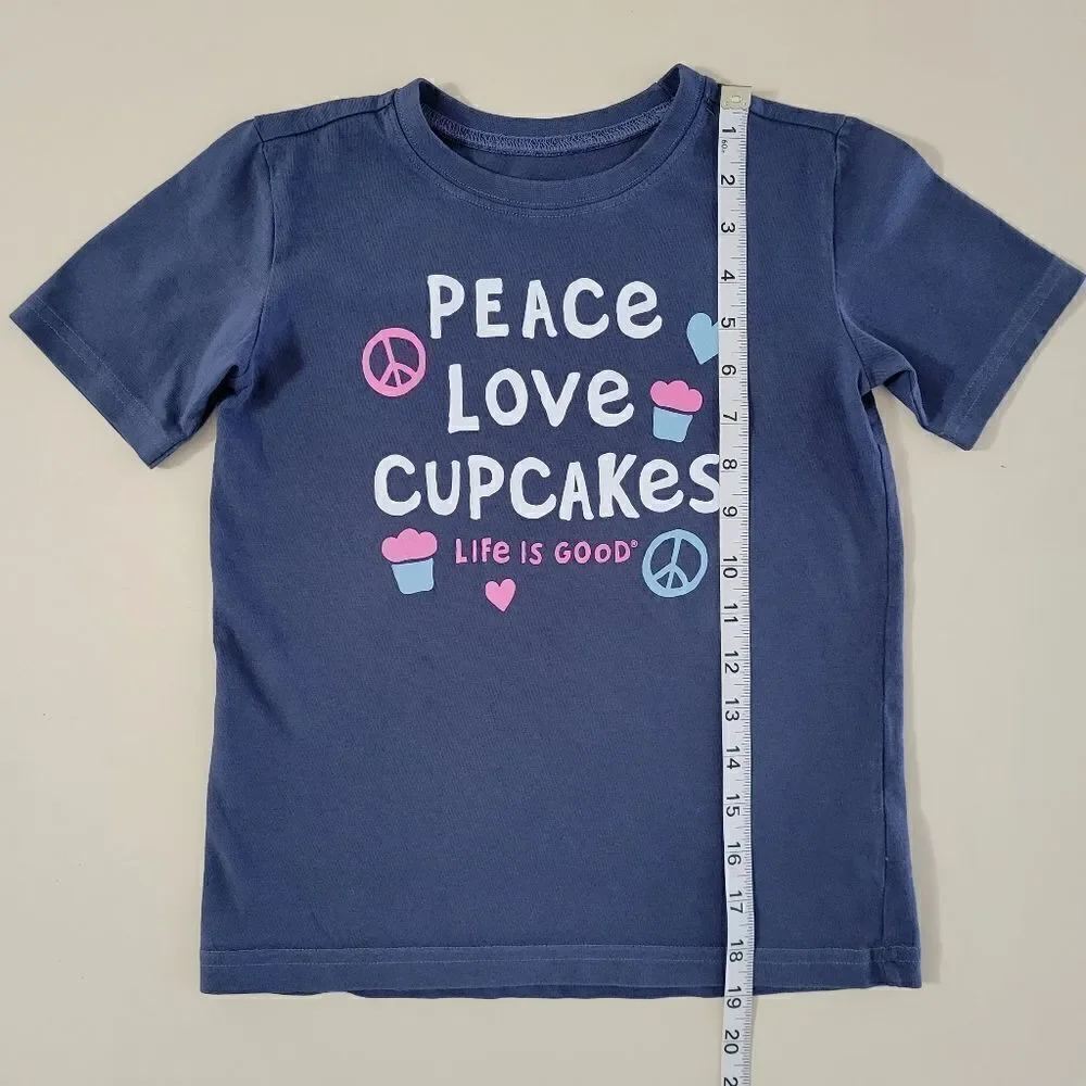 Life Is Good® Kids PEACE LOVE CUPCAKES Crusher Blue Short Sleeve Tee